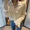 Internet Celebrity Girl Sense Square Neck Chiffon Long-sleeved Shirt Women's Foreign Style Design Sense Niche Base Shirt Women's Top