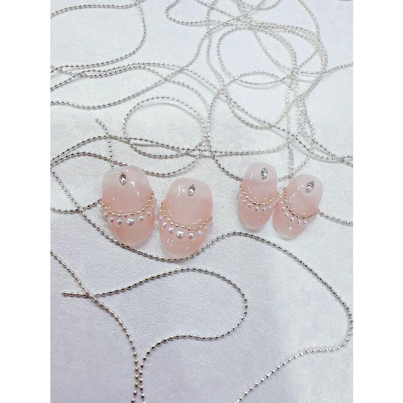 50cm Diy Nail Art Ultra-Thin 0.8mm Width Silver Gold Color Bead Chain, Nail Supplies Nails Nail Charms Nail Art Decor серебряный