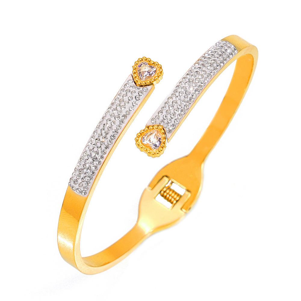 Titanium Steel Non-fading Open Spring Bracelet Fashionable Light Luxury Gypsy Star Diamond Bracelet Spot Supply