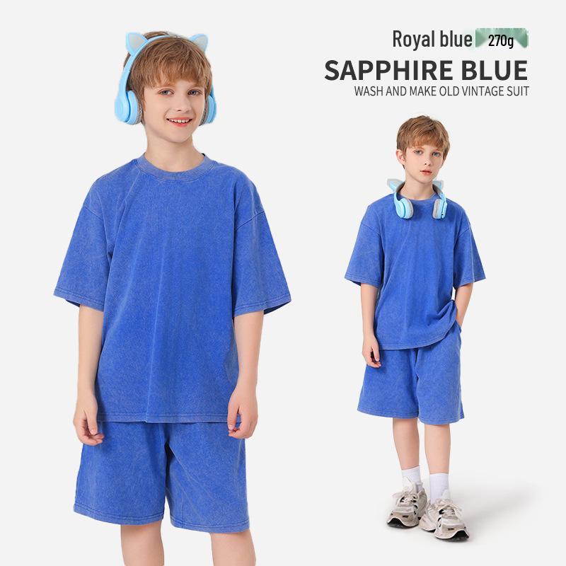 Pure Cotton Retro Short Sleeve Round Neck Loose T-Shirt for Children & Toddlers - Trendy Spring/Summer Kids' Clothing