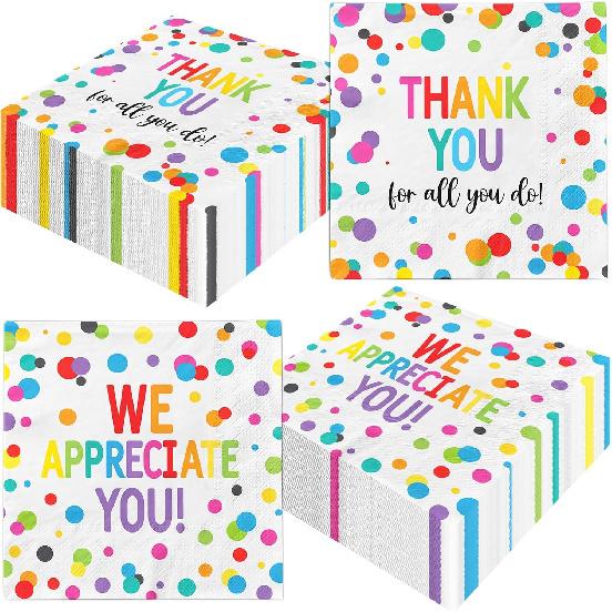 Украшения для выражения благодарности, 40 шт. Салфетки «Спасибо», Мы ценим вас, Салфетки для поощрения сотрудников, Декор для волонтеров, учителей, врачей, Выпускной
