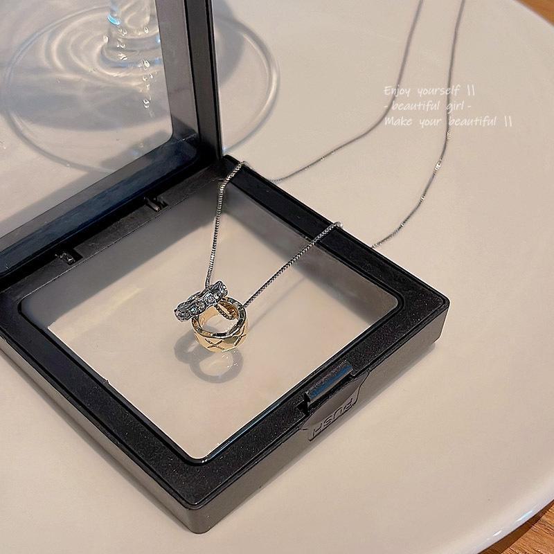 

Корейское роскошное ожерелье на ключицу с двойным кругом для женщин - Простое, универсальное, в стиле знаменитостей X411 серебряный