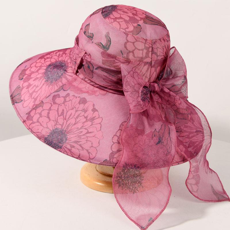 

Floral Sun Hat For Women With Large Brim Foldable Uv Protection For Spring Summer Outdoor Wear Rose Red