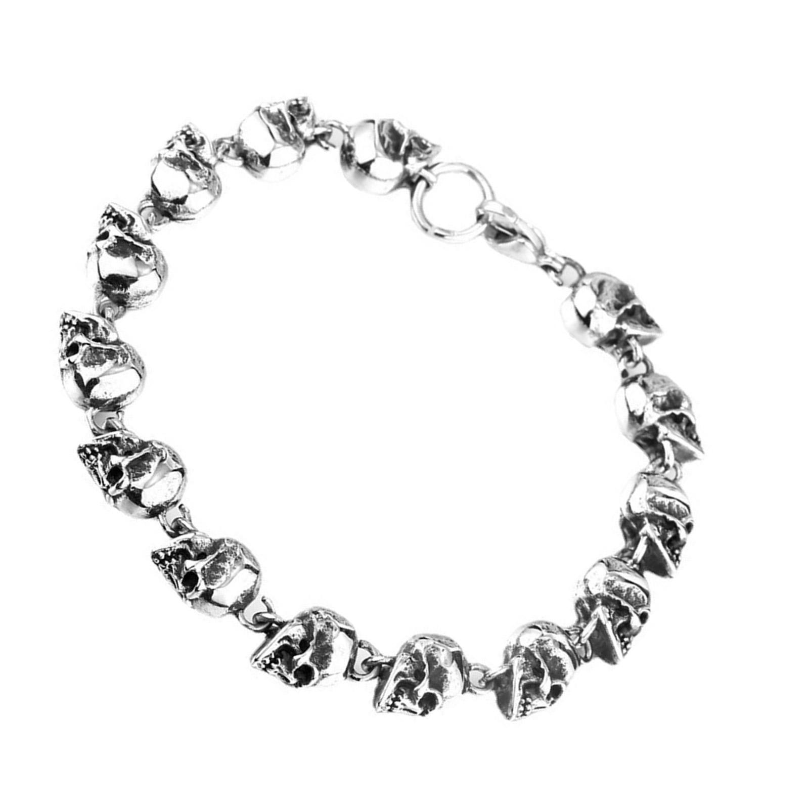 

Браслет в виде головы черепа Прочные металлические материалы Портативный для мотоциклистов и поклонников уличной культуры Стильные наряды