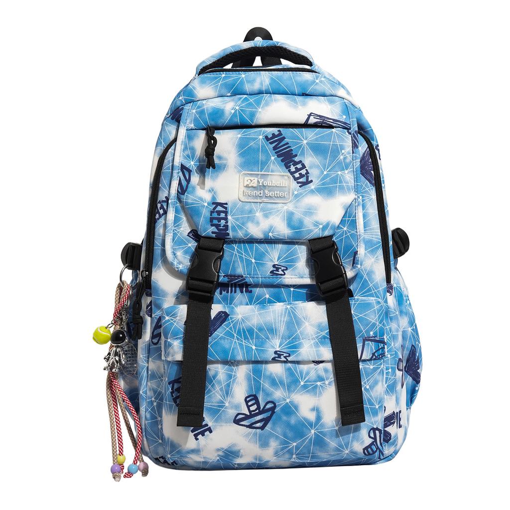Schoolbag Korean Trend Backpack Personality Foreign Style Junior High School Student Schoolbag Lightweight Travel Backpack Large Capacity Backpack