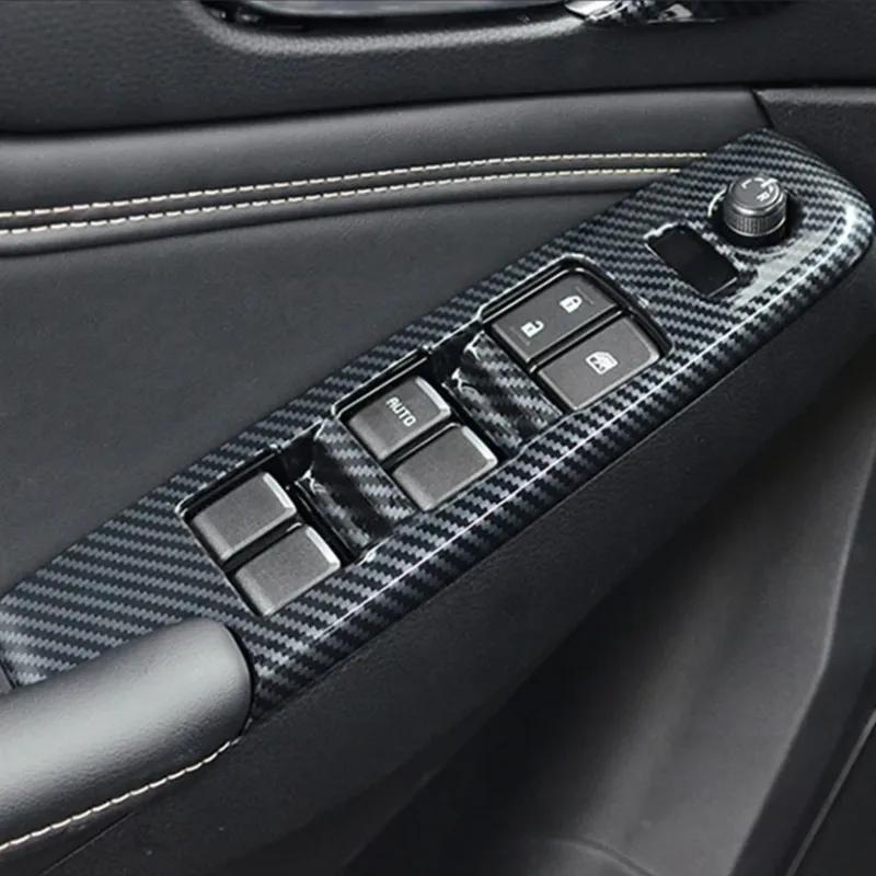 4Pcs Carbon Fiber Car Door Armrest Window Lift Panel Cover Sticker Trim for Isuzu D-Max Dmax 2021 2022 2023 LHD Accessories