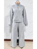 2025 Women's Casual Half-Zip Hoodie and Long Pants Set - European & American Autumn/Winter Style.