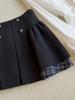 Women's College Style A-Line Plaid Patchwork Skirt - High Waist Flared, Spring 2026
