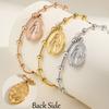 Vnox Doppelseitige Rosenkranzarmbänder für Damen, Vergoldetes Edelstahl Religiöses Gebetsanhänger-Armband, Armbänder mit Kreuz und Jungfrau Maria