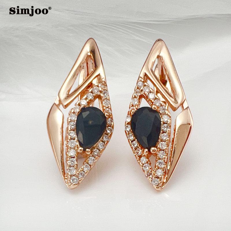 

SIMJOO Серьги с цирконом для женщин Европы и Америки INS Ethos Fashion Personality Серьги из розового золота 585 пробы