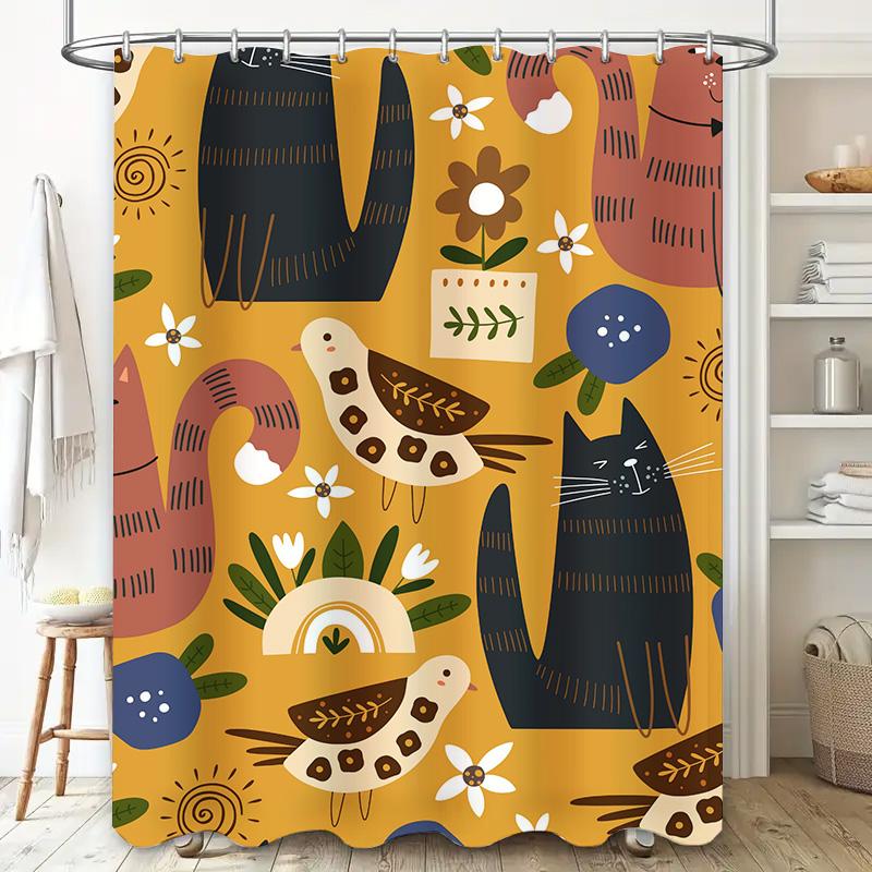 Cute Animal Cartoon Printed Shower Curtain Waterproof Bath Decoration Home Accessories For Bathroom Decor Wall Hanging Tapes
