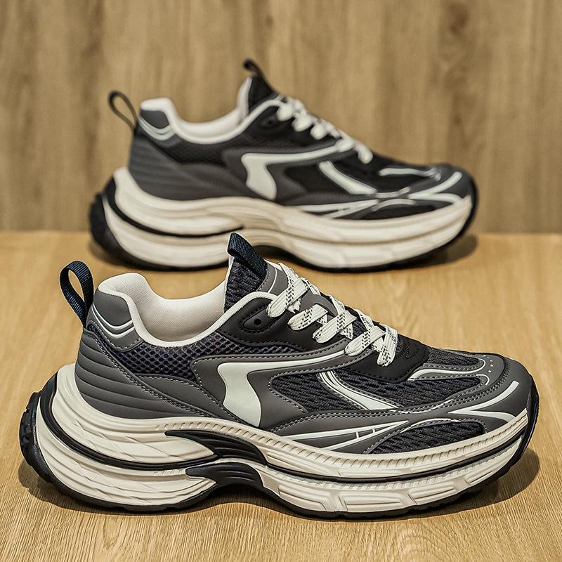 

Men s summer personalized thick-soled breathable mesh dad shoes fashionable men s running sports white comfortable casual shoes 44