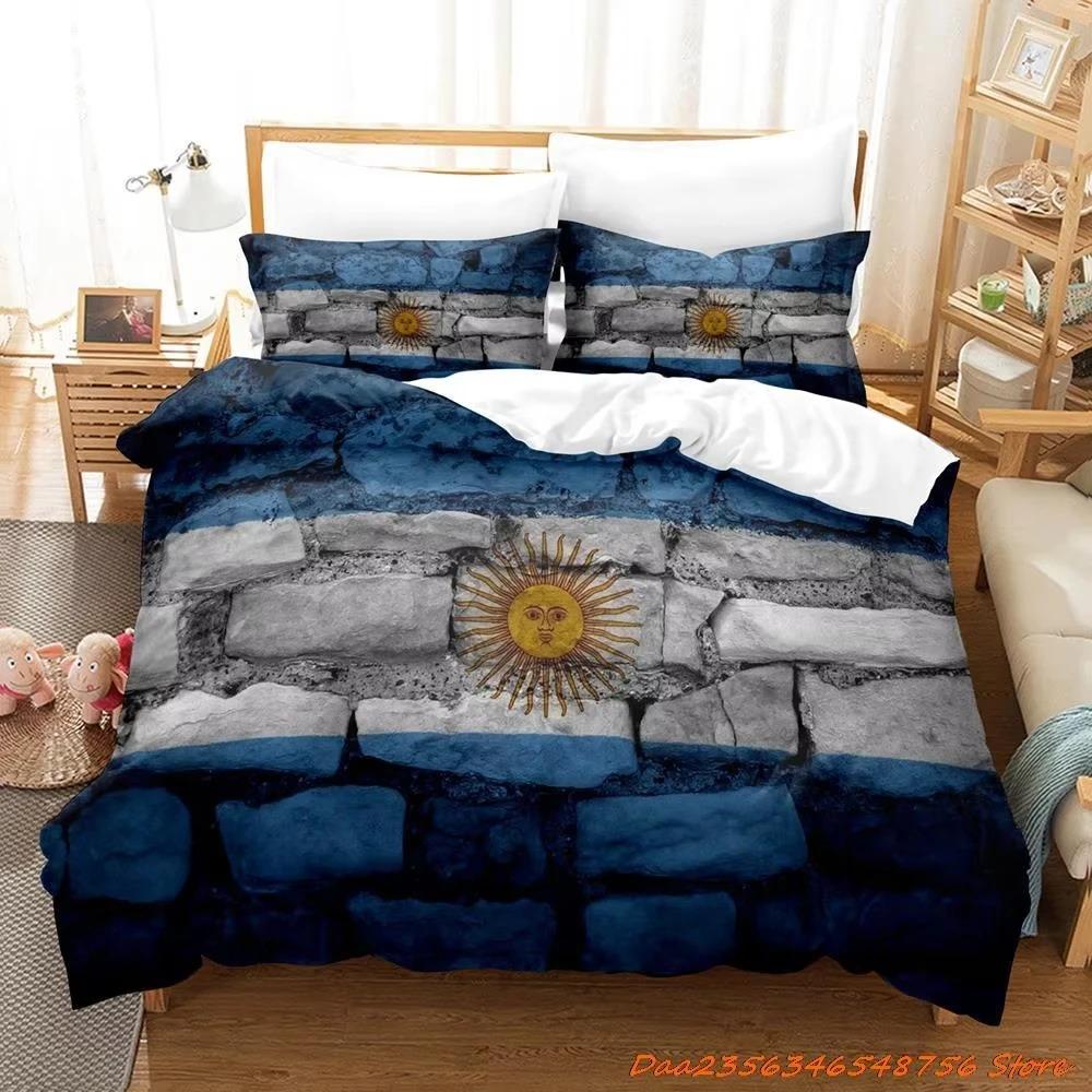 Argentinische Flagge Bettwäscheset Einzelbett Twin Full Queen King Size Bettset Erwachsene Kind Schlafzimmer Bettbezug Sets 3D Druck Bettlaken Set