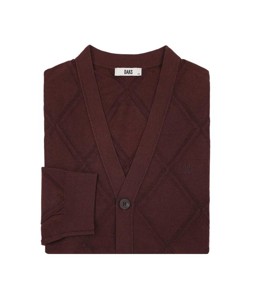 Dagseusyeocheu Rayon Blend Argyle Cardigan Regular Fit Red_Dma1Swcd102R1