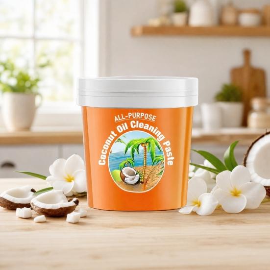 All-Purpose Coconut Oil Cleaning Paste, Heavy Oil Stain Remover, Detergent for Polishing Stainless Steel Copper Surfaces