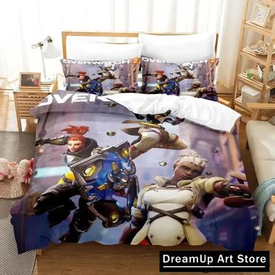 Imprimare 3D Modă Joc Overwatch Set Lenjerie de Pat Băieți Fete Dimensiune Twin Queen Full Huse Pilotă Fețe de Pernă Pat Dormitor Adult