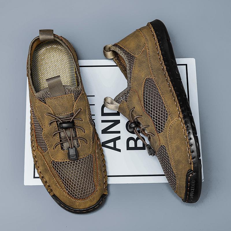 Fashion Retro Style Men's Summer Mesh Sneakers Breathable Casual Shoes Outdoor Running Tennis Hiking Ubber Soled Male Treking Footwear