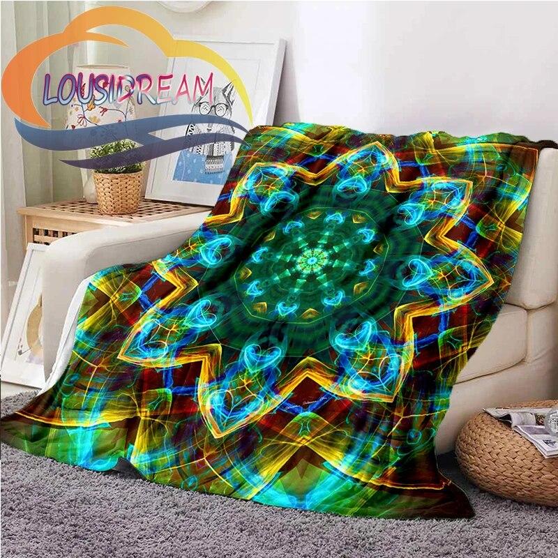 Flower of Life and Dature Stramonium Datura Flannel Warm Soft Fashion Blanket Plush Sofa Bed Throw for Picnic