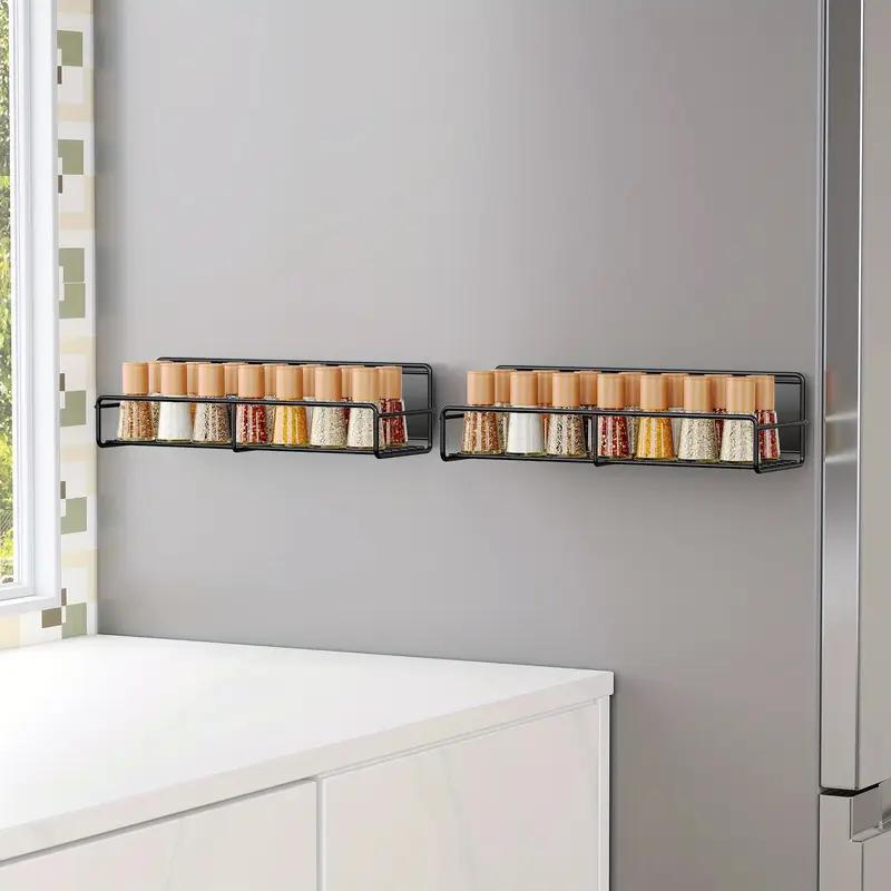 Magnetic Fridge Shelf  Kitchen Seasoning Organizer Black Shelf Storage Rack for Refrigerator Washing Machine Side Organizer