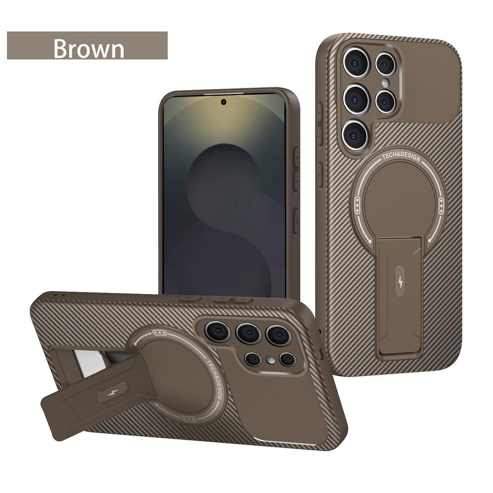 Carbon Fiber Invisible Stand Holder Magnetic Case for Samsung S25 Ultra S25 Edge Galaxy S24 FE A17 A16 A06 A26 A16 A15 A05 Cover