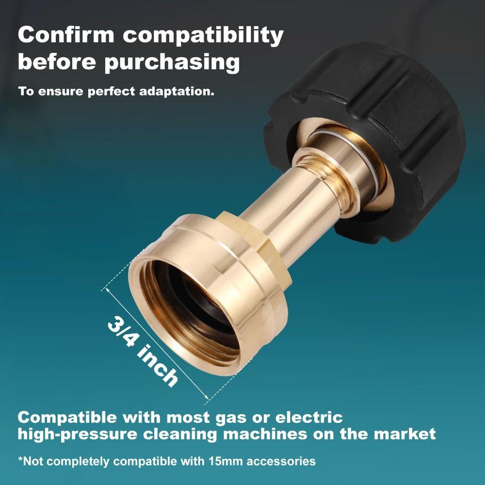 M22-14Mm X 3/4 Inch Garden Hose Adaptor Brass High Pressure Pressure Washer Connector Quick Connect Garden Hose Connector