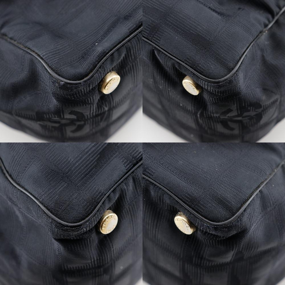 CHANEL Tote MM Tote Bag A15991 New travel line black Nylon canvas Women Used