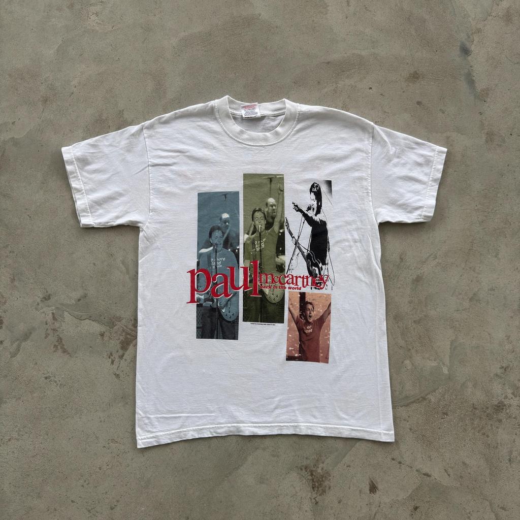 Vintage Paul McCartney Back In The World Tour Band T-Shirt White Beatles Tee Size M