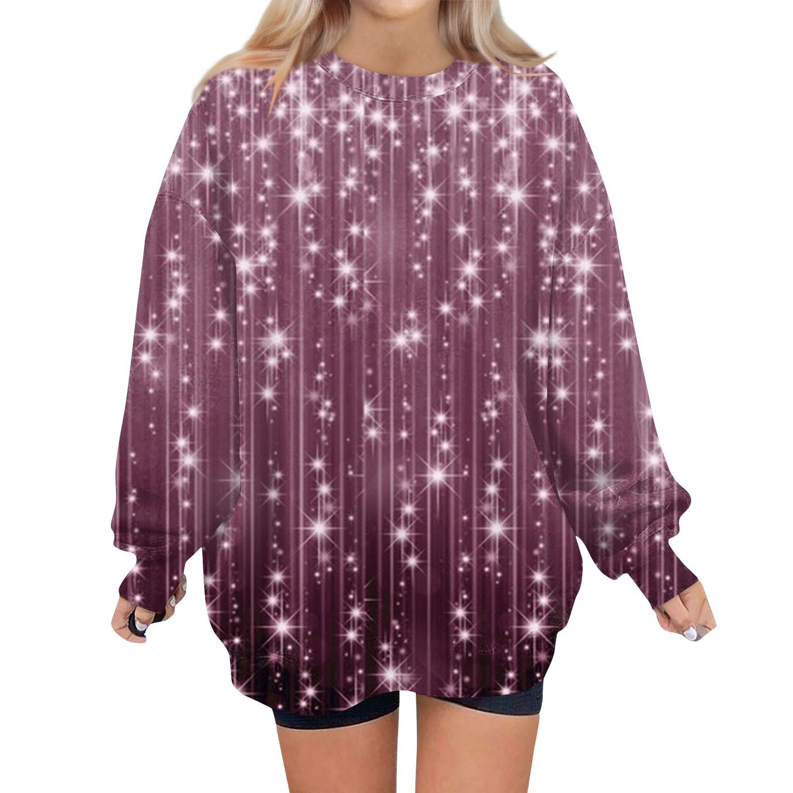 

Женский свитер с круглым вырезом и длинными рукавами с рождественским принтом, худи L