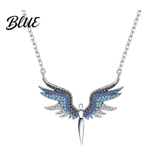 Fine Workmanship Necklace Women Rhinestones Angle Wing Shape Pendant Choker