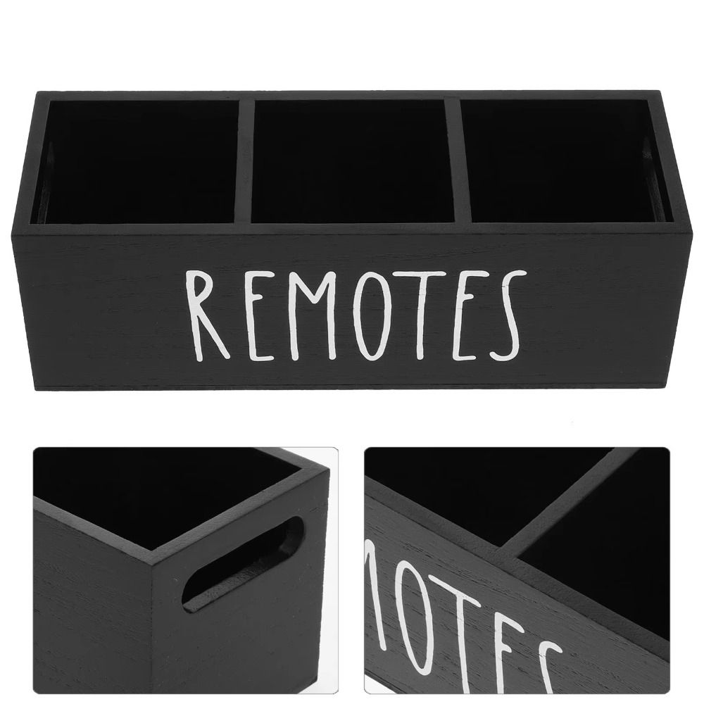 with Handle Remote Control Storage Rack Solid Wood Pencils Holder Tray Desktop Storage Box Bedroom