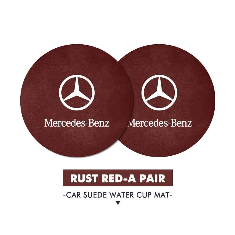 2pcs Car Coasters Anti-Slip Pad Cup Holder Mat Accessories For Mercedes Benz AMG A C E S G Class W201 W210 W108 W204 W205 W203 LU3