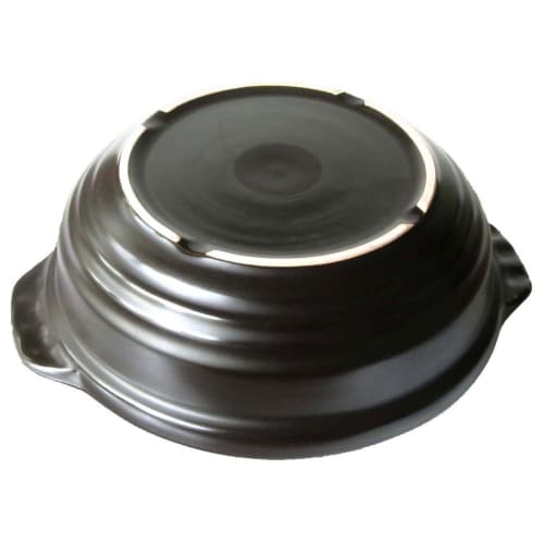 BLACK New IH Compatible Earthenware Pot, Size 7, Black, Serves 2-3 People