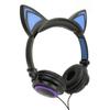 Cat Ear Wired Headphone Noise Reduction Cute Kids Cartoon Headset with LED Light for Tablets