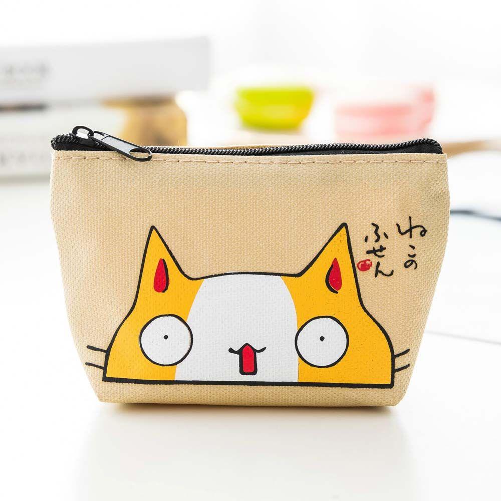Cat Print Oxford with Zipper Cartoon Women Wallets Card Holders Korean Money Bag Small Coin Purse
