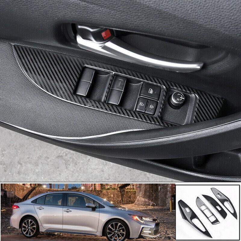 For Toyota Corolla 2020-2024 Carbon Fiber Window Lift Switch Lock Panel Trim 4PC
