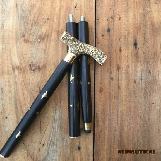 

Викторианская трость Деревянная трость Античная латунь Массивная головка-ручка Винтажный подарок M аэро