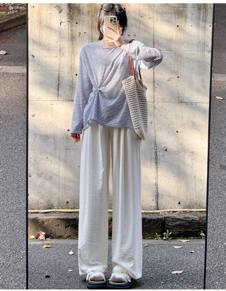 Milk Puff Women's High Waist Wide Leg Sports Pants - Slimming Lazy Style (Spring/Autumn 2026)