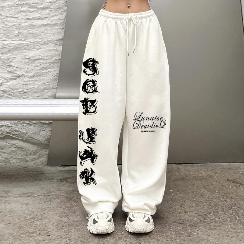 New Women's Printed Casual Sweatpants, High Waist Loose Fit Hip-Hop Dance Joggers with Slimming Effect, Streetwear Trousers for Summer Fashion