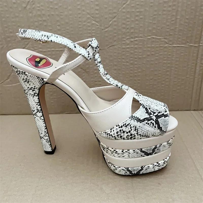 Fashion Brand Sexy Rivet 16cm High Heel Sandals Platform Party Wedding Ball T-stage Women Shoes High Quality Large 43summer Female Shoes