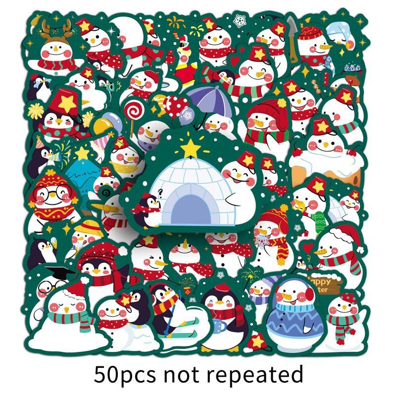 50 Original Snowman Graffiti Stickers Cartoon Cute Christmas Decoration Mobile Phone Water Cup Creative