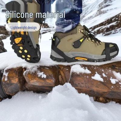 Crampones de Hielo de Silicona de 10 Dientes: Cubrezapatos Antideslizantes para Senderismo en Nieve y Montañismo