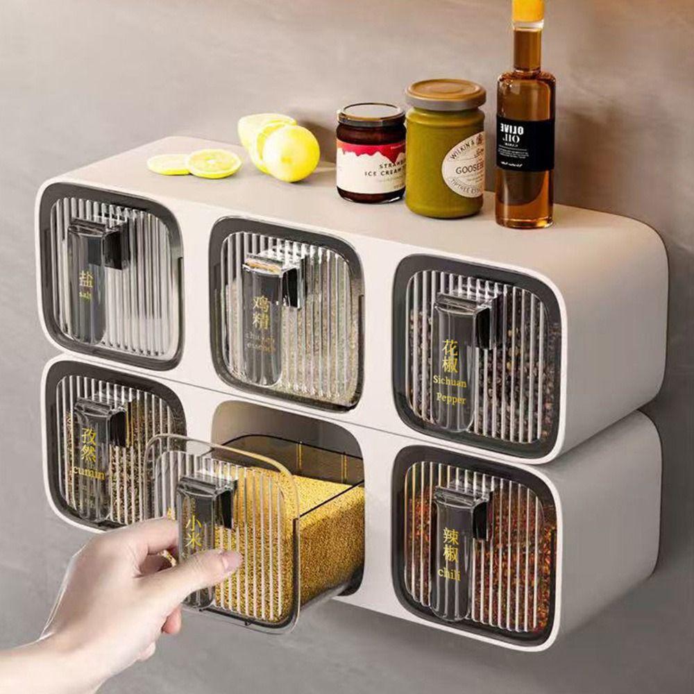 White Grey Seasoning Container 2/3 Grids Kitchen Storage  Kitchen Supplies