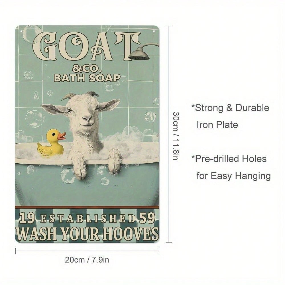 Vintage Goat Tin Sign Farmhouse Wall Art 8x12 Inch Retro Bathroom Decor Metal Plaque Funny Home Bar Cafe Man Cave Gift