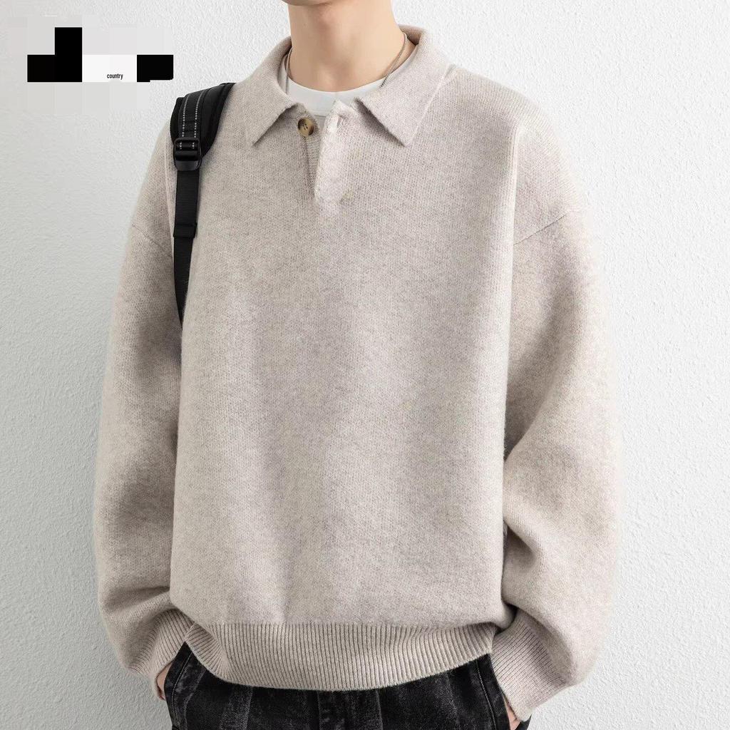 Men's Plus Size Retro Lapel Knitwear Sweater - Autumn/Winter Casual Versatile Style