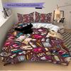 3pcs Anime Cartoon Art Supplies Doodle Bedding Set - Includes One Quilt Cover and Two Pillowcases (No Core) - Polyester Fabric - Home Decor - Holiday