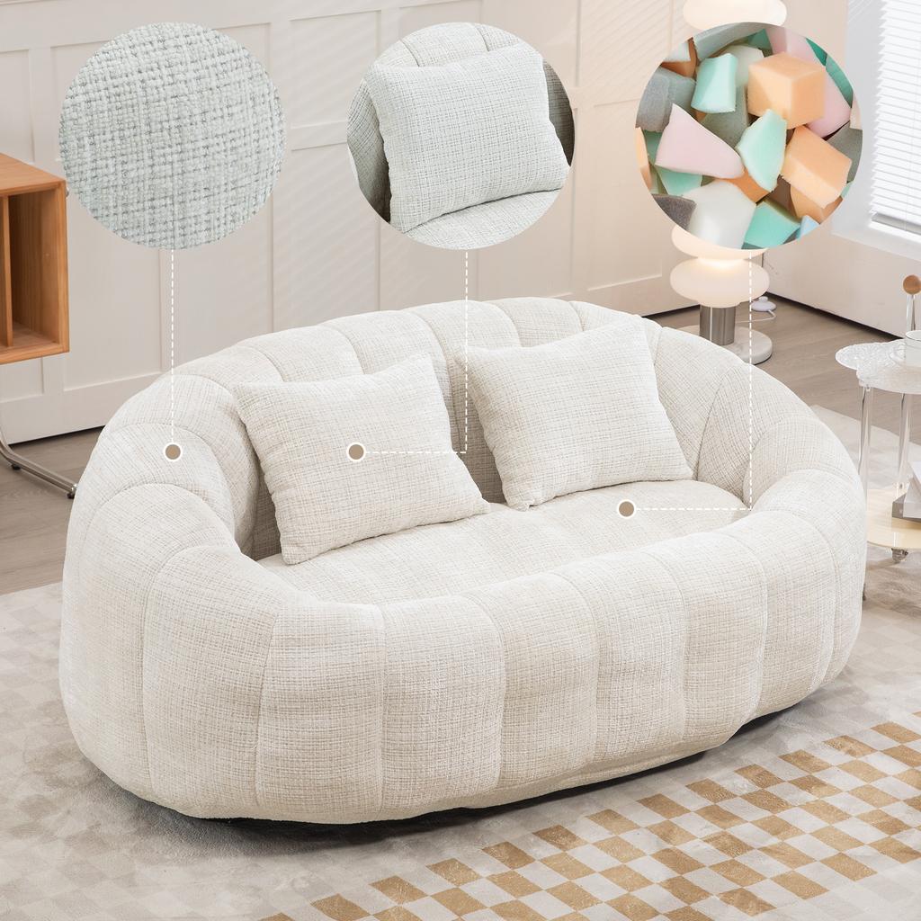 Bean Bag Sofa Lazy Sofa Durable Comfort Lounger High Back Chair for Adults and Children, Indoor & Outdoor, Soft Lounge Chair (Beige Chenille)