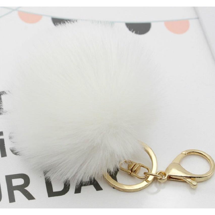 Adorable Cute Soft Rabbit Fur Ball Plush Key Chain For Bags And Car Accessories