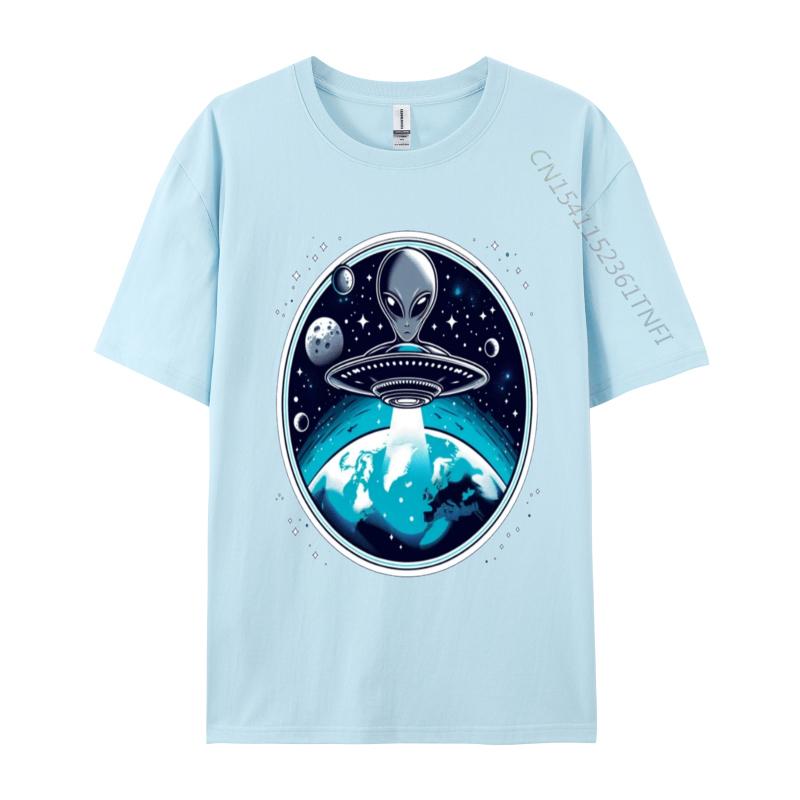 Grey Aliens In A Ufo TShirt T Shirt Brand Custom Cotton Men Tees Casual Loose TeeShirt Man Top Tshirts