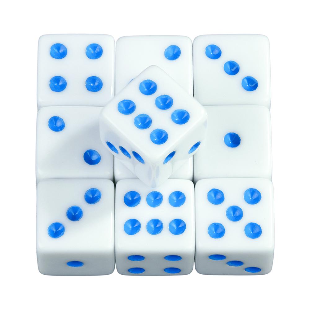 Weiße Würfel 10 Stück 6-seitige Spielwürfel Eckig 16MM Mathematik Unterhaltung Acryl Glücksspielwerkzeug Würfel