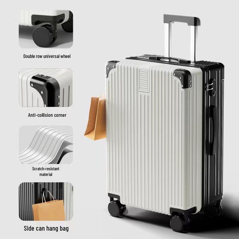 Women's Vintage Large-Capacity Trolley Suitcase - Durable, Stylish Travel Box with Zipper